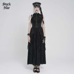 Women’s Cyberpunk Circuit Board Printed Sleeveless Maxi Dress