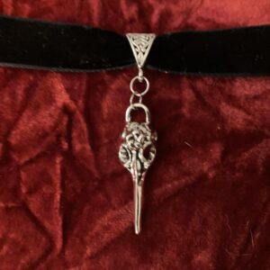 Pagan Gothic Raven Crow Skull Velvet Choker
