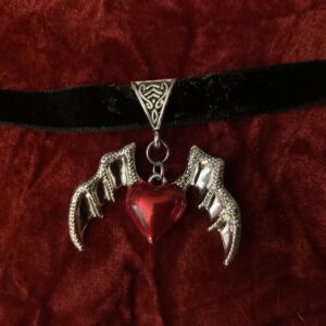Gothic Red Heart Bat Wing Devil Wing Velvet Choker
