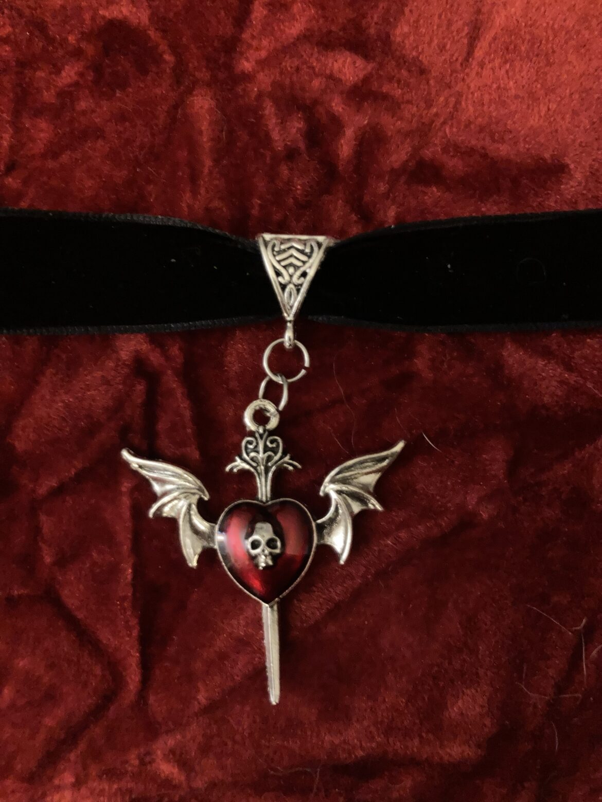 Gothic Bat Wing Heart Sword Skull Velvet Choker