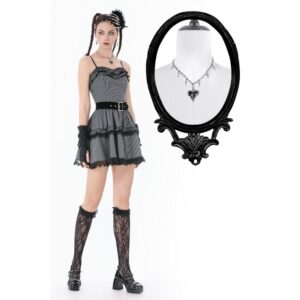 Women's Gothic Cross Black Heart Necklace