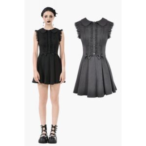 Women's Gothic Bowknot Pleated Sleeveless Dress Graduation Dress