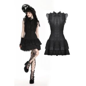 Women's Gothic Cheongsam Collar Ruffled Homecoming Dress