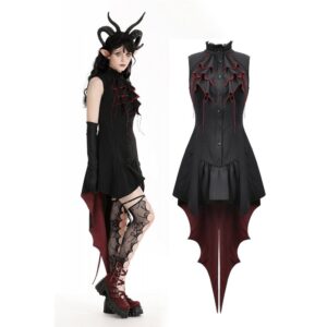 Women's Gothic Contrast Color Halloween Tail Dress