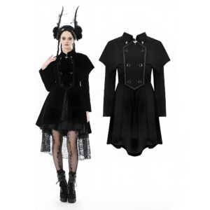 Women's Gothic Double-breasted Batwinged Velvet Coat