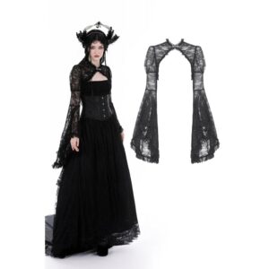 Women's Gothic Flared Sleeved Ruffled Lace Cape