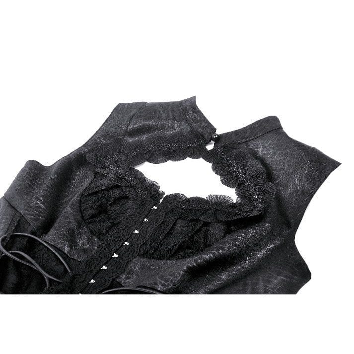 Women's Gothic Lace Splice Lace-up Vest - Image 5