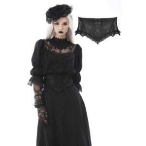 DIL Women's Gothic Strappy Floral Embroidered Falbala Corset