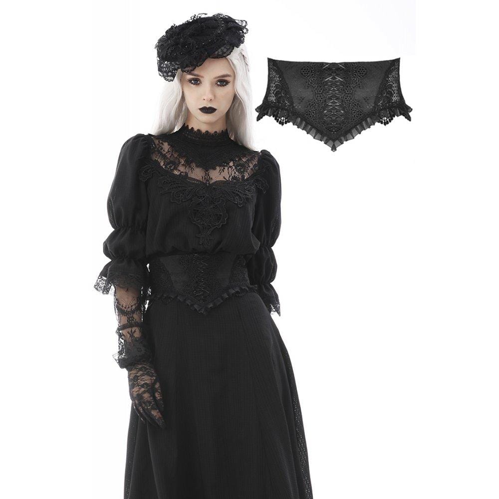 DIL Women’s Gothic Strappy Floral Embroidered Falbala Corset