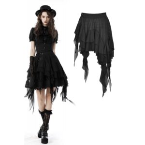 DIL Women's Punk Layered Irrgular Hem Skirt