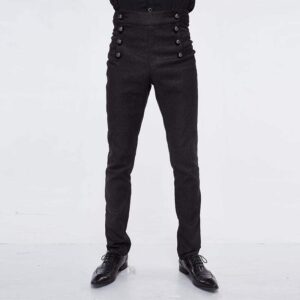Men's Goth High-waisted Double-breasted Jacquard Pants