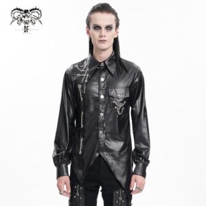 Men's Gothic Chain Eyelets Skull Shirt