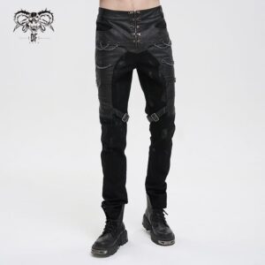 Men's Gothic Distressed Faux Leather Pants