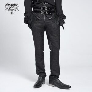 Men's Gothic Double Buckles High-waisted Suit Pants