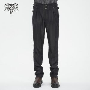 Men's Gothic High-waisted Lace-up Striped Pants