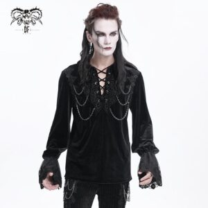 Men's Gothic Lace-up Chain Lace Shirt