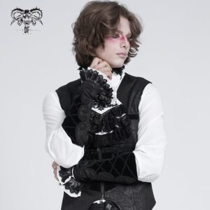 Men's Gothic Lace-up Embroidered Velvet Splice Arm Sleeves