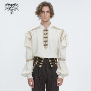 Men's Gothic Puff Sleeved Layered Ruffled Shirt