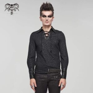 Men's Gothic Turn-down Collar Strappy Shirt