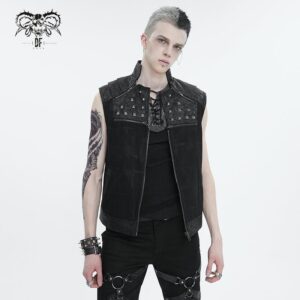 Men's Punk Stand Collar Studded Vest