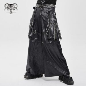 Men's Punk Strappy Big Pockets Chained Pants