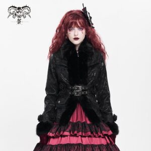 Women's Gothic Buckle Strap Rose Floral Embroidered Coat