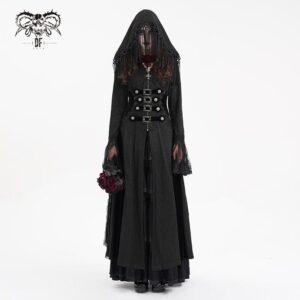 Women's Gothic Buckle-up Tassels Jacket with Hood