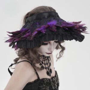 Women's Gothic Decal Feather Hat