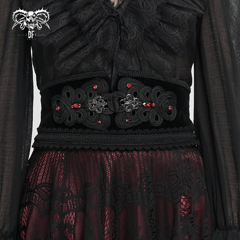 Women’s Gothic Floral Embroidered Beaded Belt