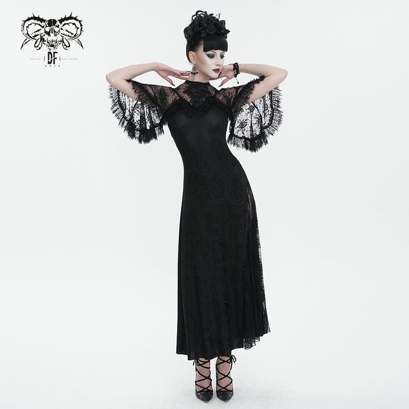 Women’s Gothic Lace Splice Split Wedding Dress