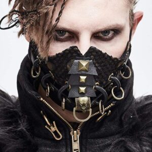 Men's Rings Rivets Mesh Applique Masks