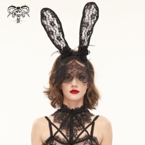 Women's Gothic Bunny Ears Floral Lace Headband