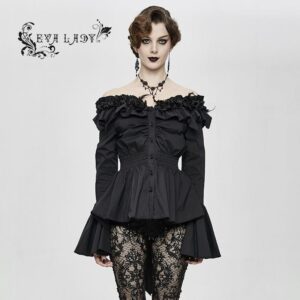 Women's Gothic Falbala Off Shoulder Flare Sleeved Shirt