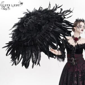 Women's Gothic Feather Ruched Umbrella