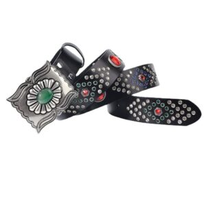 Men's Gothic Emerald Studded Belt