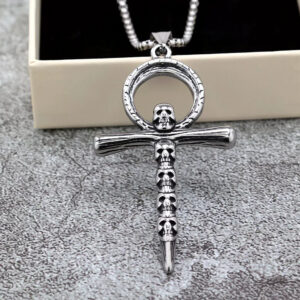Men's Punk Ankh Symbol & Skull Necklace