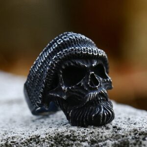 Men's Punk Bearded Skull Ring