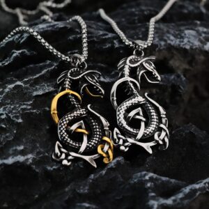 Men's Punk Celtic Dragon Knot Necklace