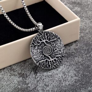 Men's Punk Celtic Tree of Life Spiral Necklace
