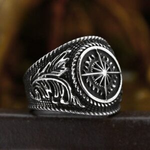 Men's Punk Compass Ring