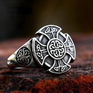 Men's Punk Cross Celtic Knot Ring