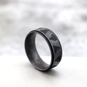 Men's Punk Distressed Valknut Ring