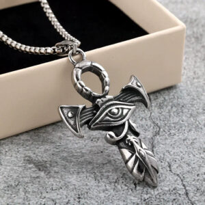 Men's Punk Eye of Horus Ankh Necklace