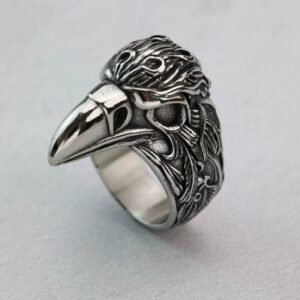 Men's Punk Raven Head Ring