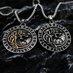 Men's Punk Runes Fenrir Necklace
