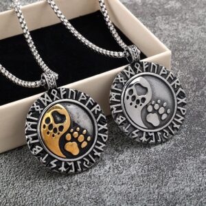 Men's Punk Runes Paw Necklace