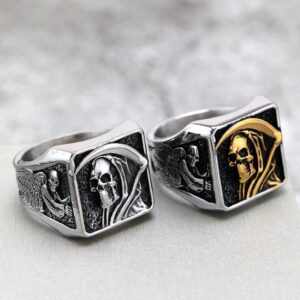 Men's Punk Skeleton Scythe Death Ring