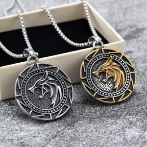 Men's Punk Wolf Head Geometric Necklace