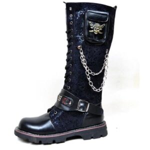 Men's Steampunk 16 Holes Metal Rivet High Boots Engineer Motorcycle Boot
