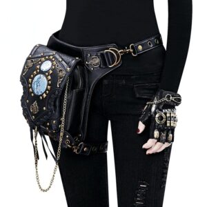 Steampunk Rivet Chained Wasit Bag